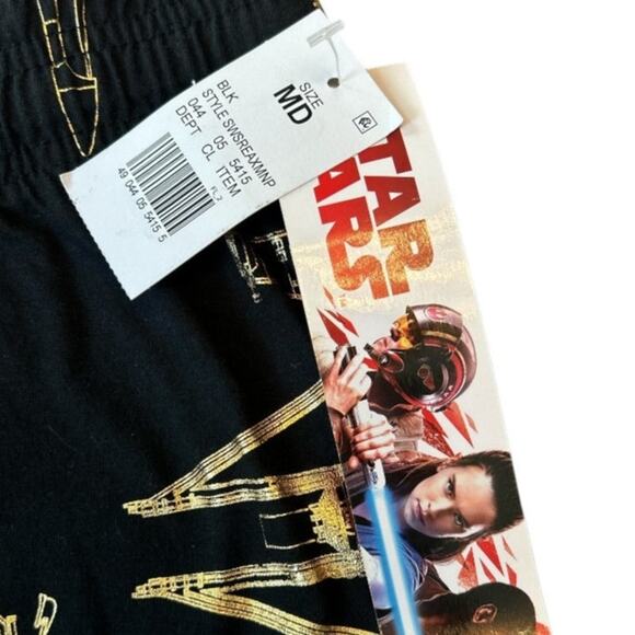 NWT Star Wars Gold / Bronze Spaceships Pattern Sleep Lounge Pajama Pants Size M - Picture 2 of 8